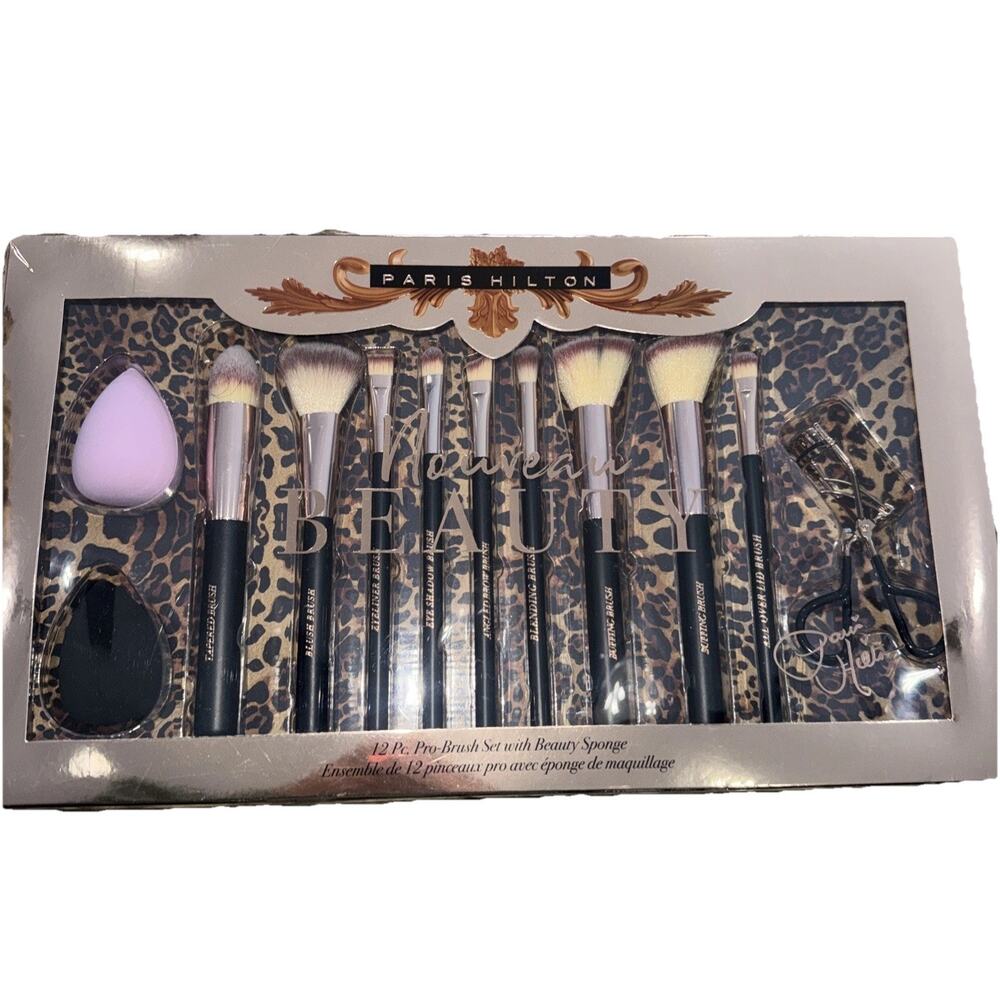 Paris Hilton Luxury Makeup Brush Set with Pink & Black Accents